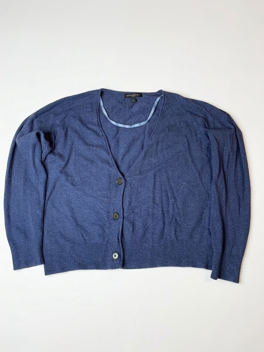 Banana Republic Blue Knit Button-Front V-Neck Cropped Cardigan Sweater - Large